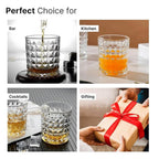 ALVENZA Glass Tumbler Set – Diamond-Cut 6 Pc Elegant Drinking Glasses | Serve Stellar