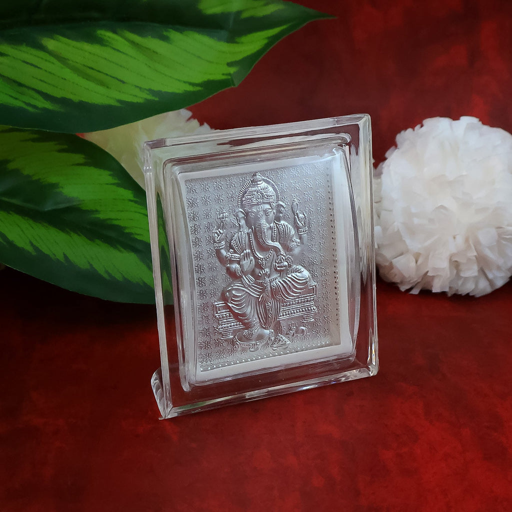ALVENZA Lord Ganesha Silver-Plated Photo Frame – Elegant Spiritual Decor