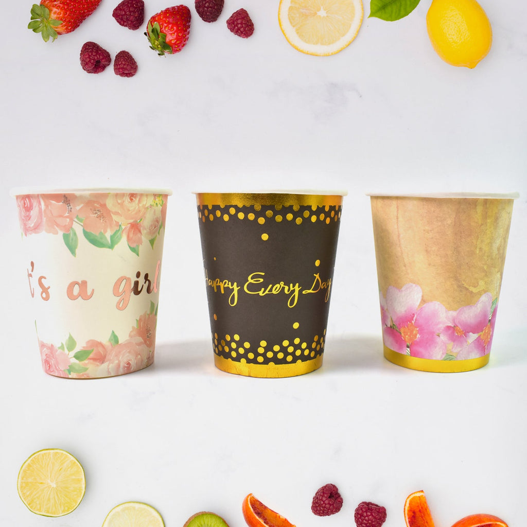 Disposable Paper Cups Mixed Colour 3 Pcs Set | hydrozilla