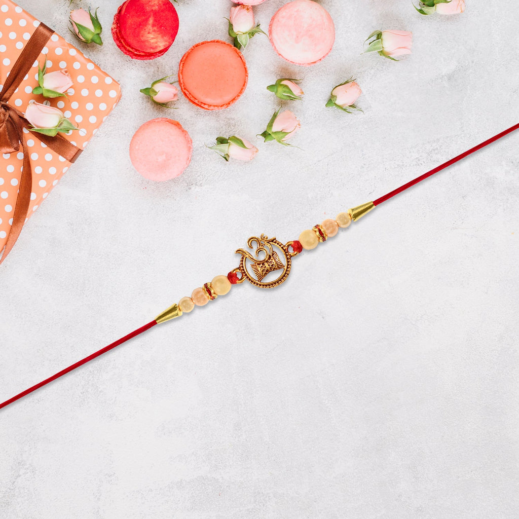 ALVENZA Golden Rakhi Combo for Brother - 5 Assorted Designs with Surprise