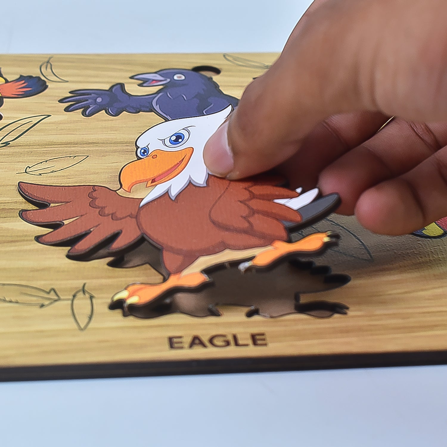 Wooden Bird Puzzle Educational Board for Kids | Inventive Play - Front View