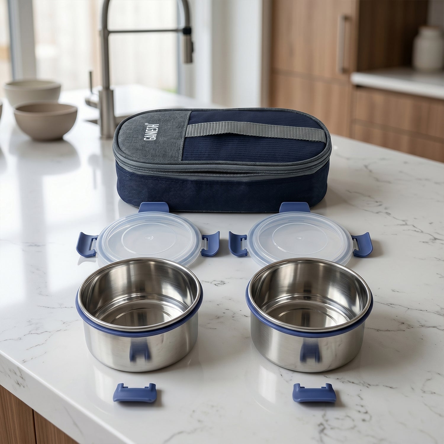 Stainless Steel Lunch Box Set Leakproof & Insulated for Daily Use - Front View