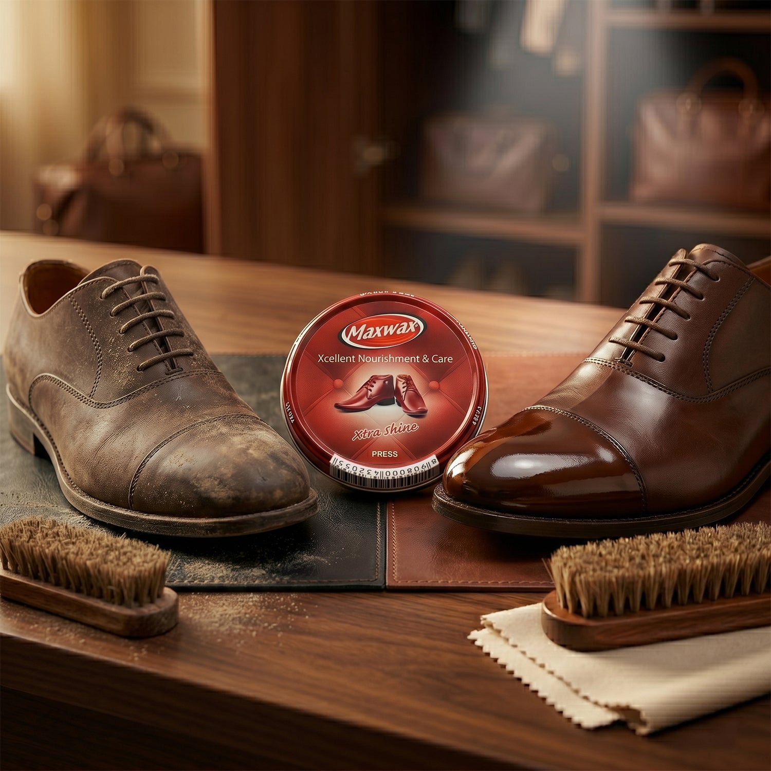 Brown Shoe Polish Cream Instant Shine & Nourishment for Leather - Detail View 5
