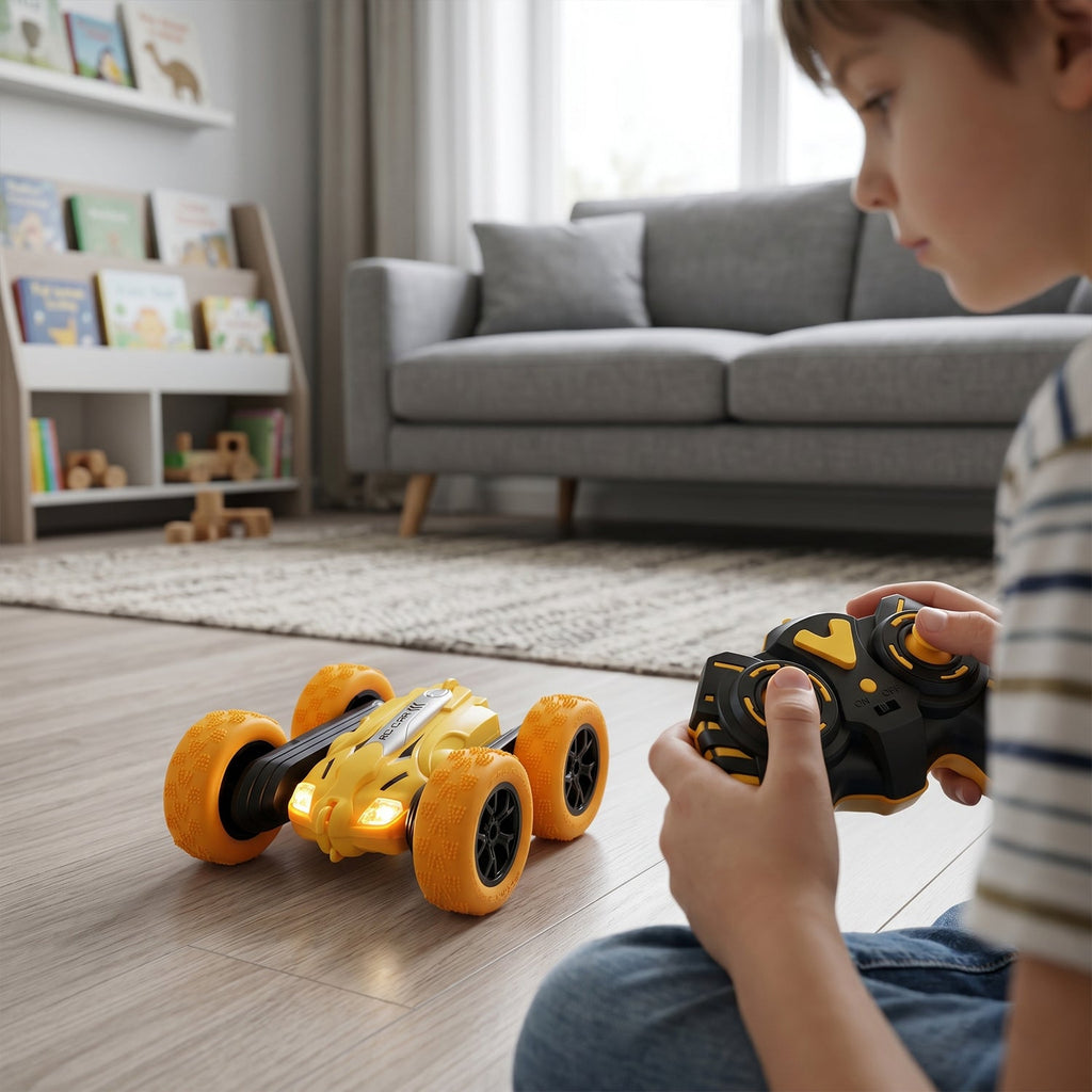 ALVENZA Remote Control Double Flip Stunt Car – High-Speed Fun with Lights