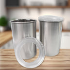Stainless Steel Airtight Containers 2 Pc Set (500ml Each) | Konvex - Front View