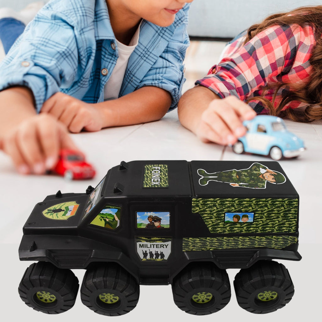 Military Toy Car 8-Wheel Plastic Army Vehicle - Front View