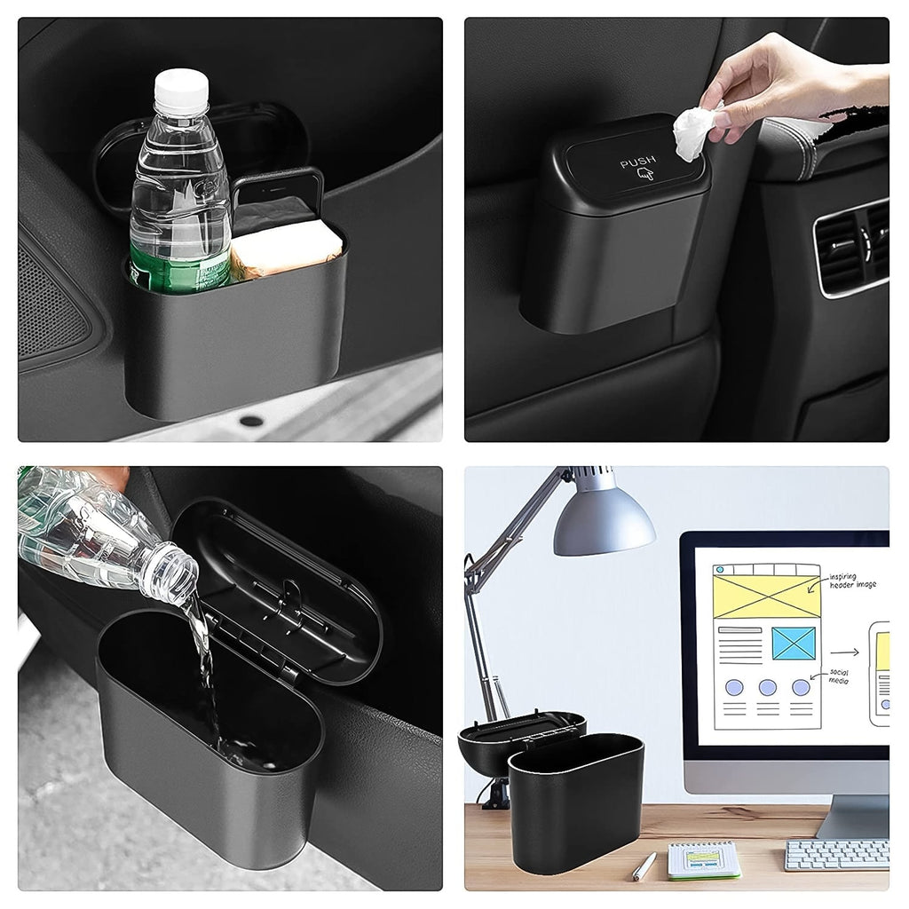 ALVENZA Mini Car Trash Can with Lid – Waterproof & Leak-Proof | Velvet Wheels