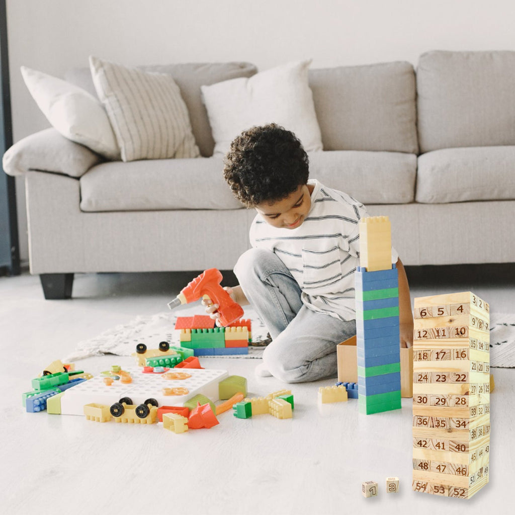 ALVENZA Numbered Wooden Tumbling Tower – Classic Stacking Game Fun