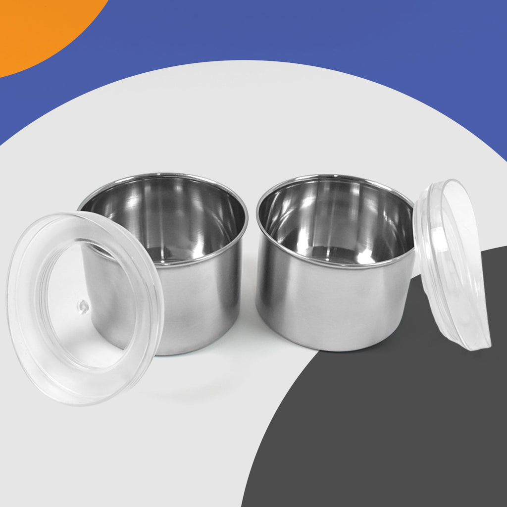 Airtight Stainless Steel Containers See-Through Lid, 500ML (Set of 2) | Konvex - Front View