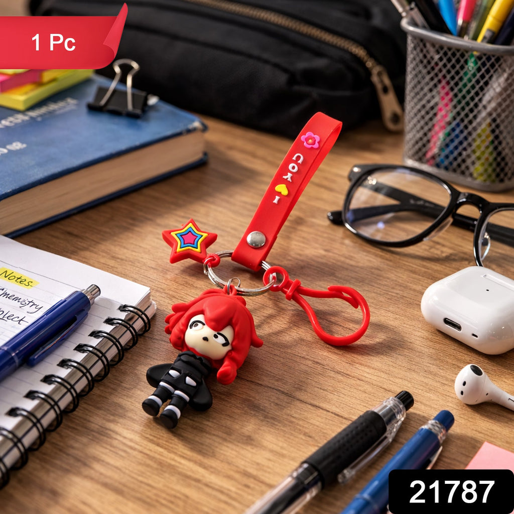 ALVENZA Cute Cartoon Girl Keychain – Adorable Gift & Bag Accessory