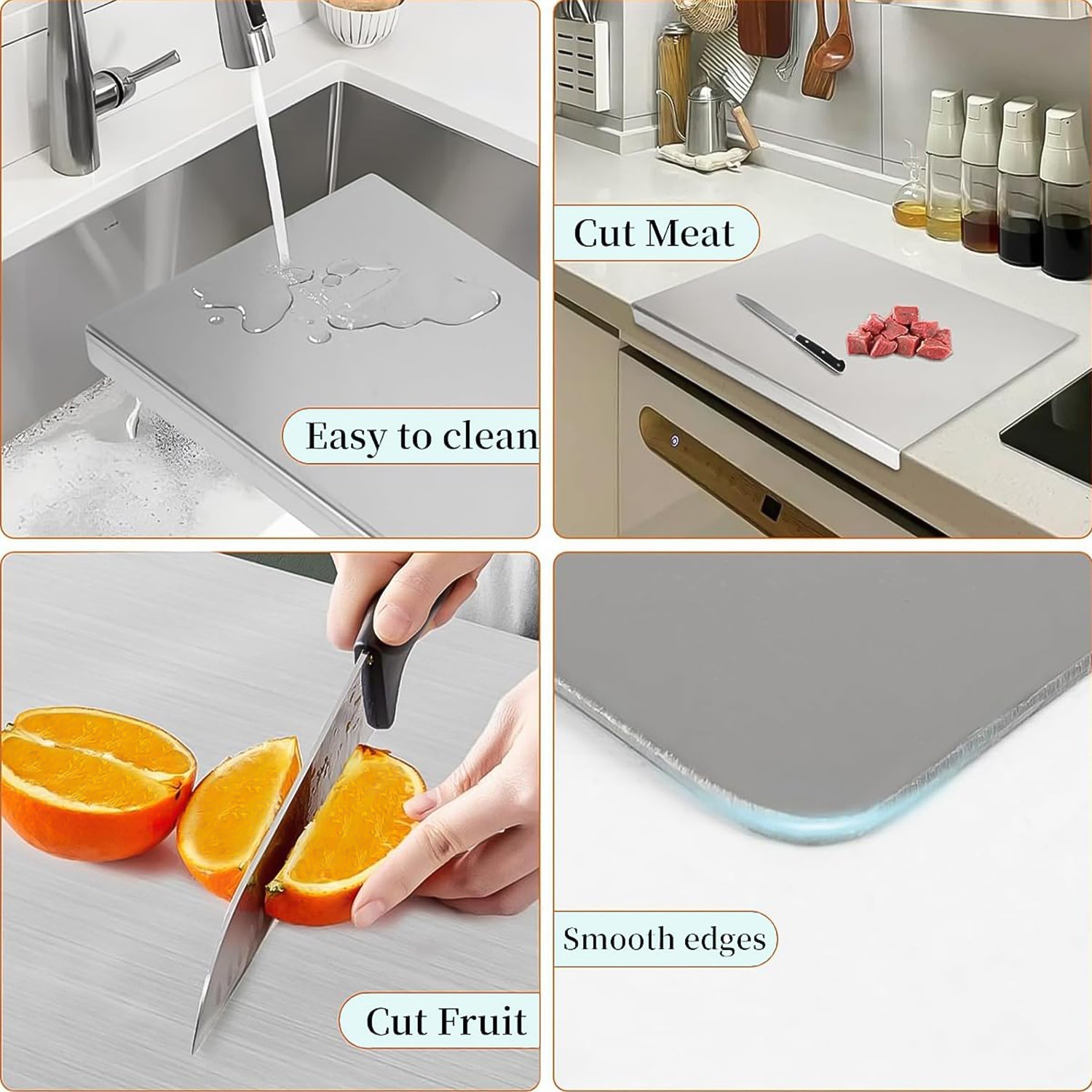ALVENZA Stainless Steel Anti-Bacterial Chopping Board – Heavy-Duty & Hygienic