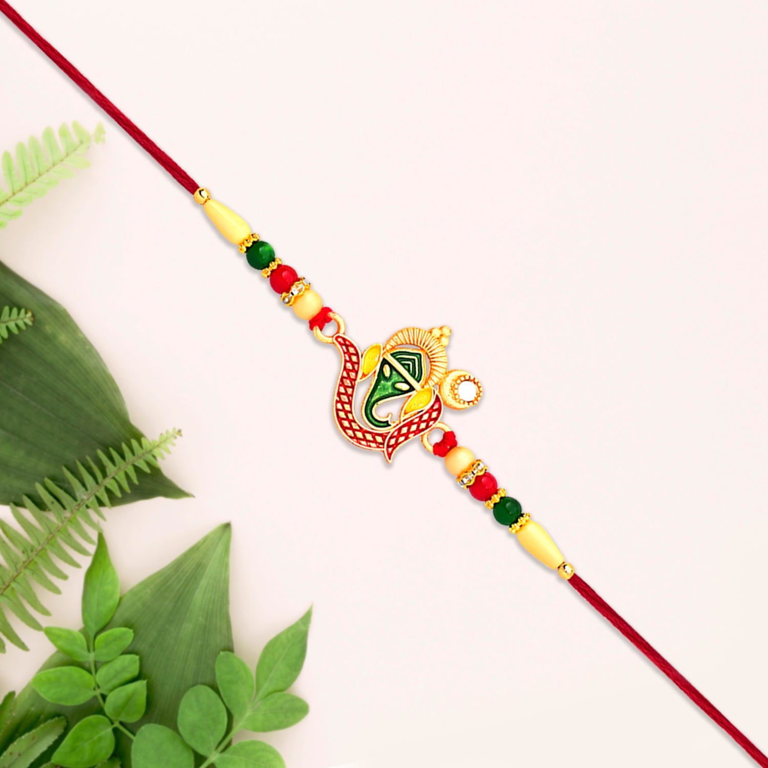 ALVENZA Ganpati Rakhi, Handcrafted traditional thread for Rakshabandhan