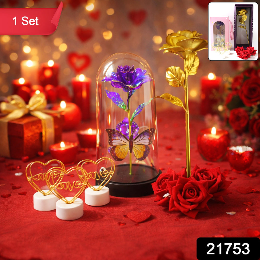 ALVENZA Glass Dome Rose Romantic Gift Set – Elegant LED Décor