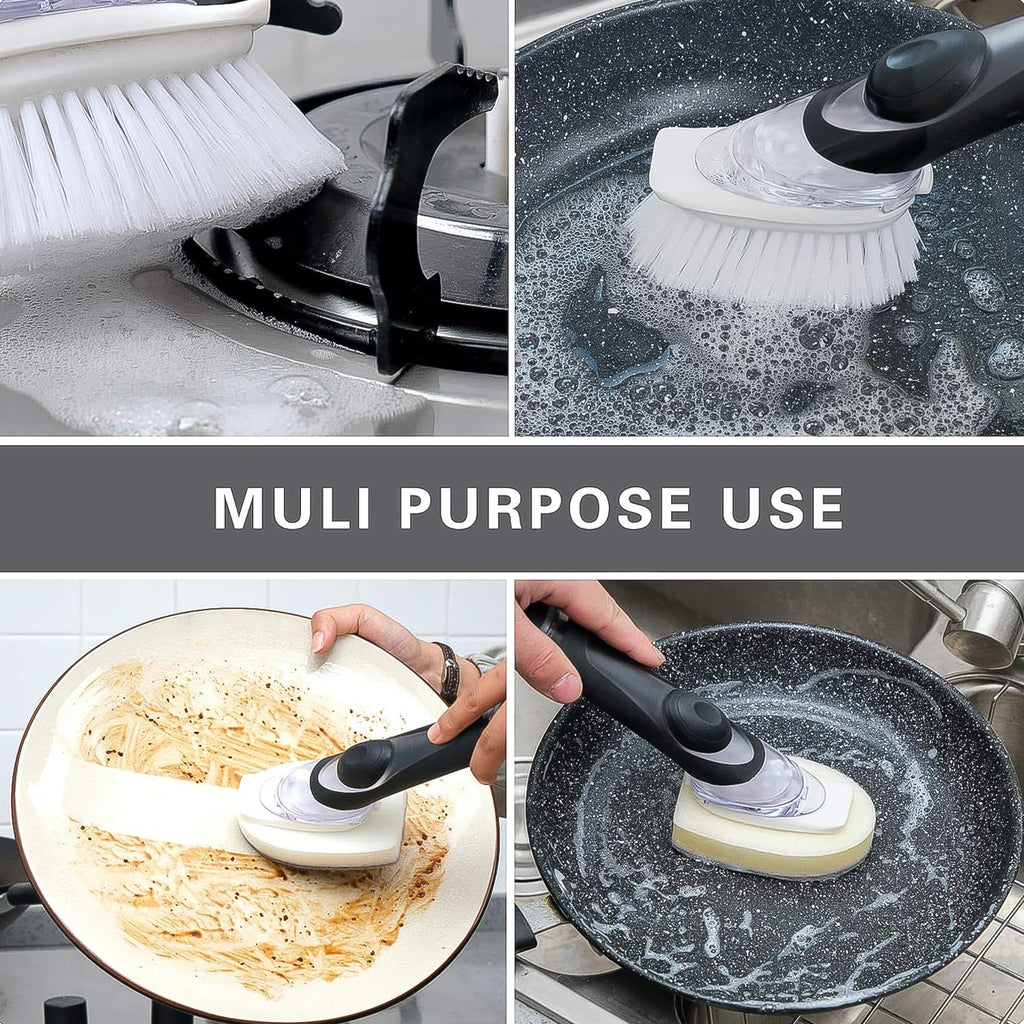 ALVENZA Soap Dispensing Dish Brush – Refillable Kitchen Scrubber | VelvetBubbles