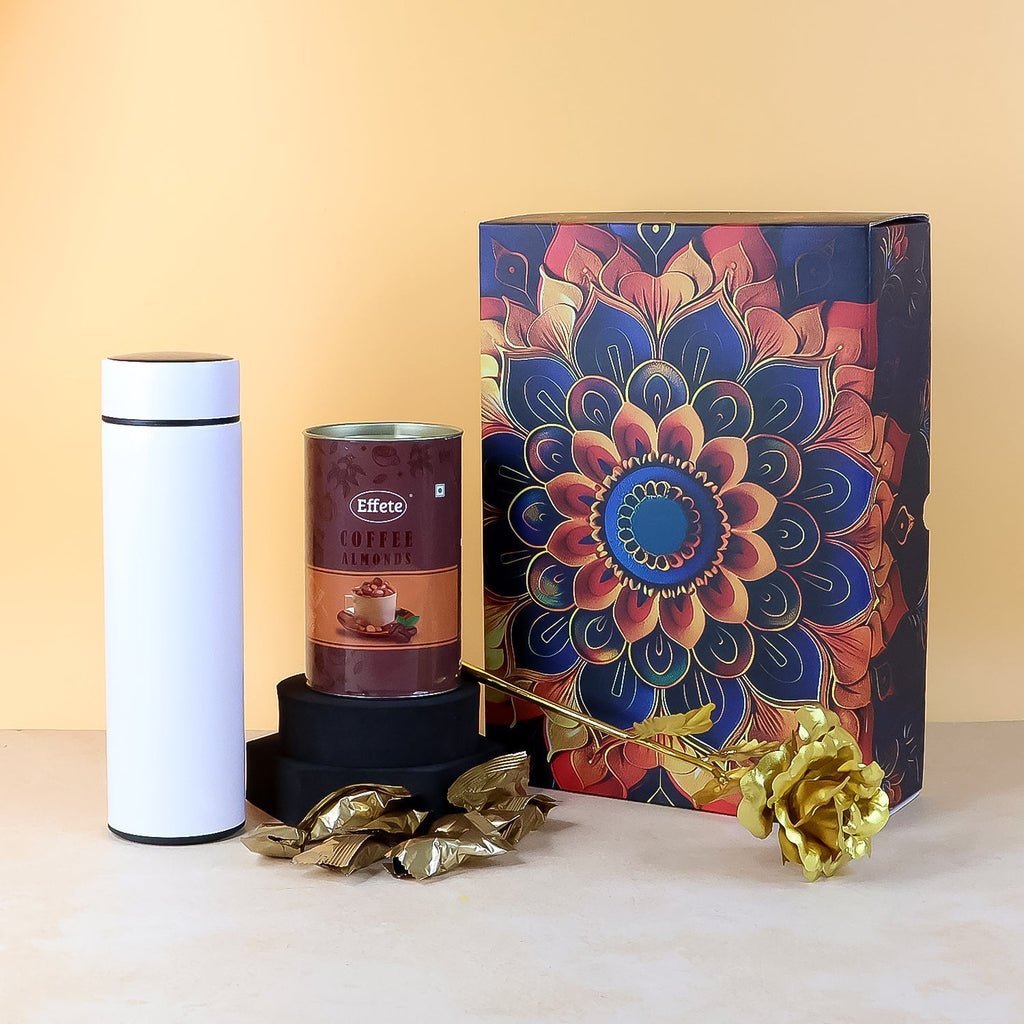 ALVENZA Temperature Bottle Gift Box – Coffee Almonds & Golden Rose