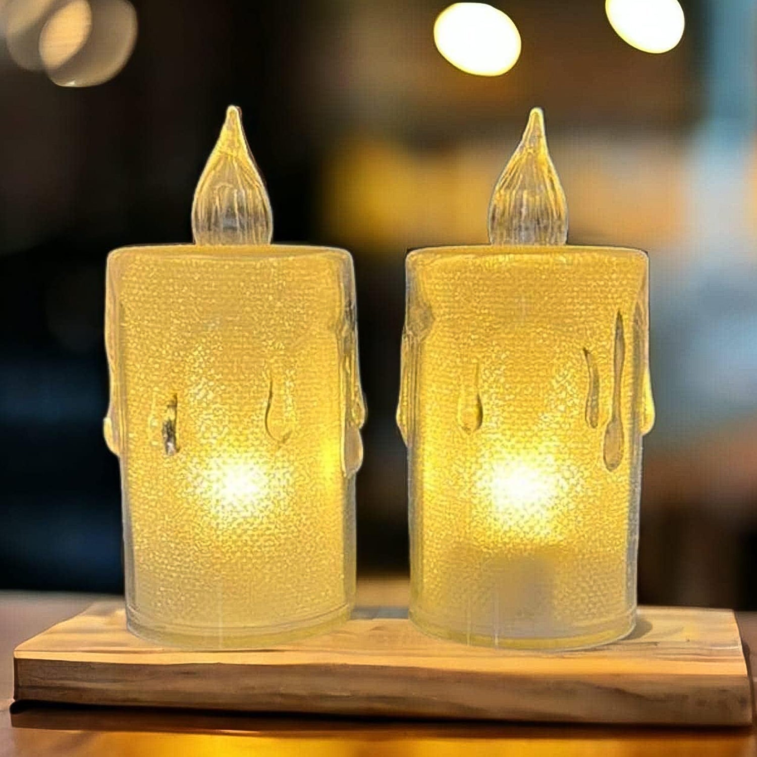 Diwali LED Candle Crystal Glitter Light for Home Decor | Styleva - Front View