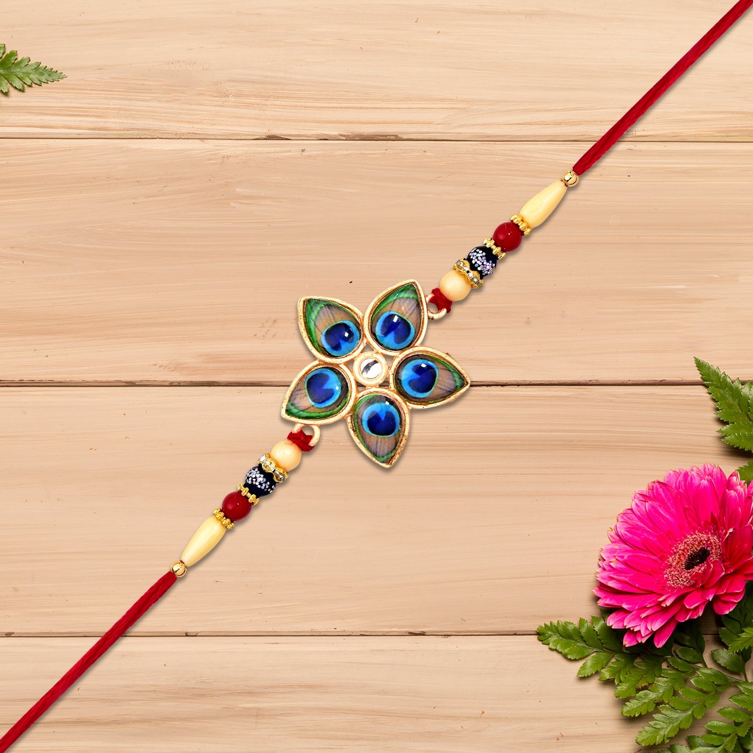 ALVENZA Mor Pankh Rakhi - Unique Star-Shaped Peacock Design for Raksha Bandhan