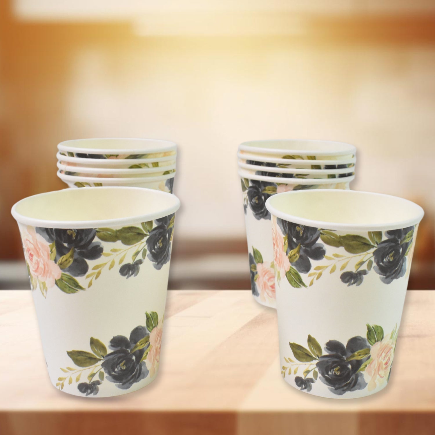 Disposable Paper Cups Mixed Design 10 Pcs Set | Papezo
