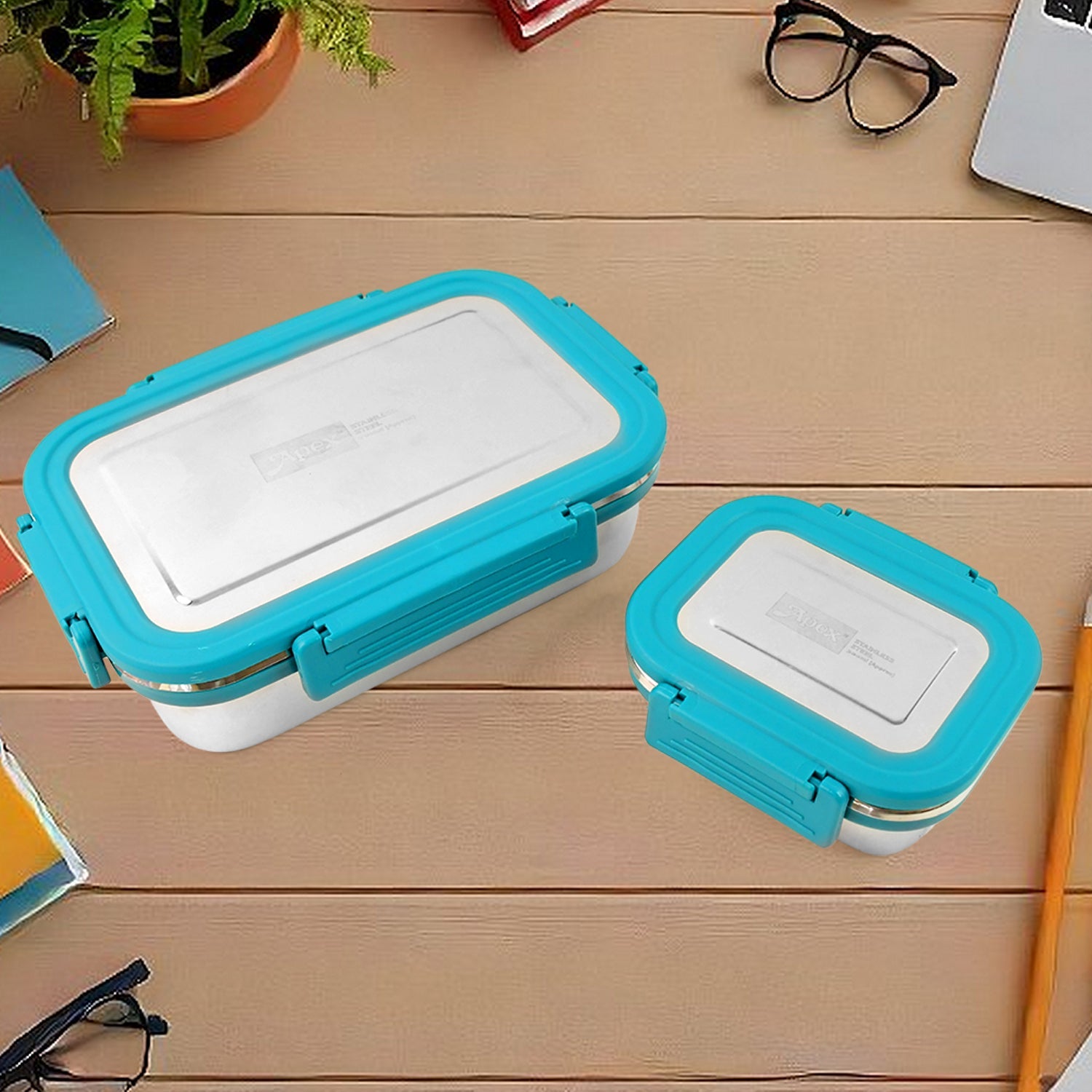 ALVENZA Stainless Steel Lunch Box – Durable Leak-Proof 2 Pc Set