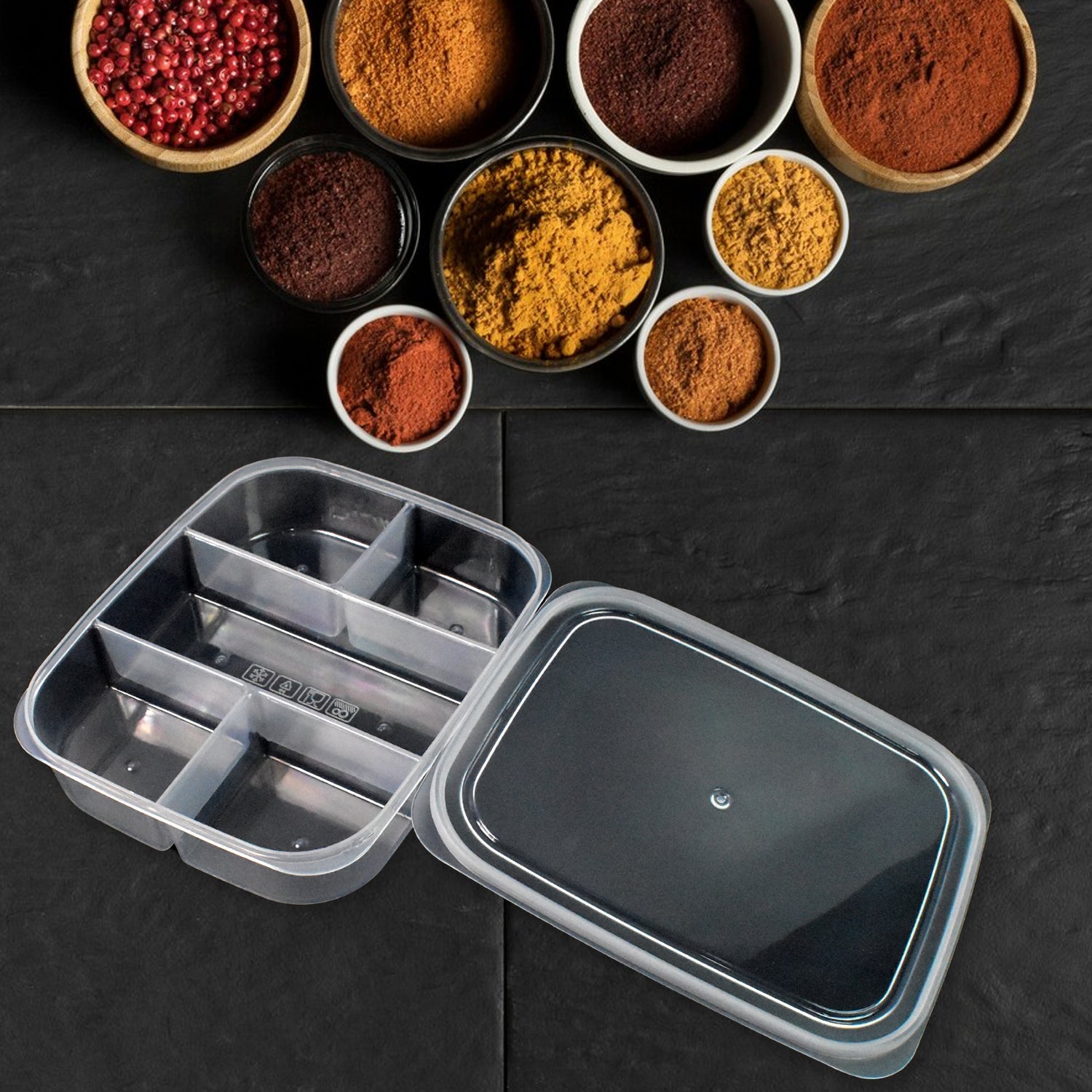 5 Compartment Lunch Box Reusable Food Prep Container | Lunchie Bunchie - Back View