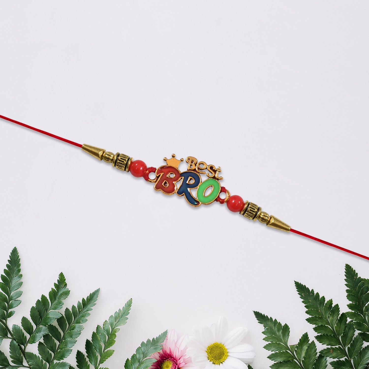 ALVENZA Best Bro Rakhi - Crown Motif with Vibrant Colorful Beads