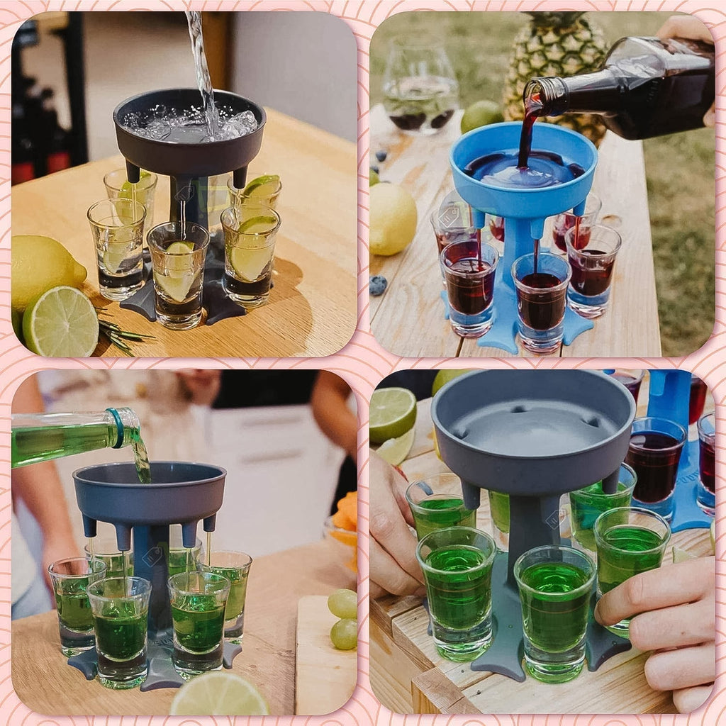 ALVENZA 6-Port Drink Dispenser Stand – Even Flow for Party Shots