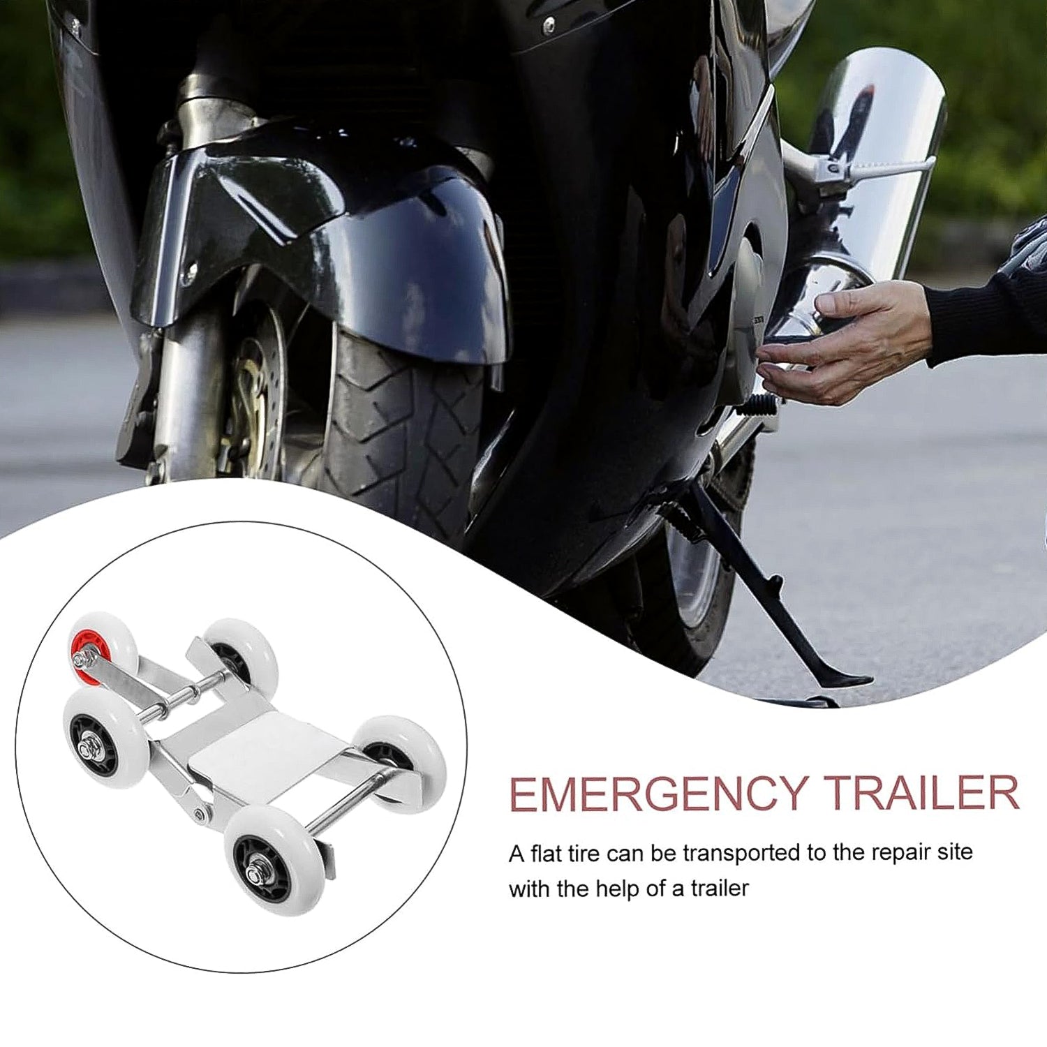 ALVENZA Motorcycle Front Wheel Parking Roller Stand – Heavy-Duty Metal Frame