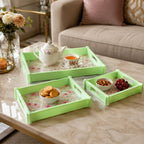 Serving Tray Set Elegant Floral Design with Side Handles