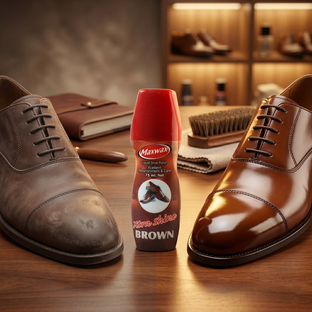 Brown Liquid Shoe Polish Easy Application & Instant Shine - Detail View 5