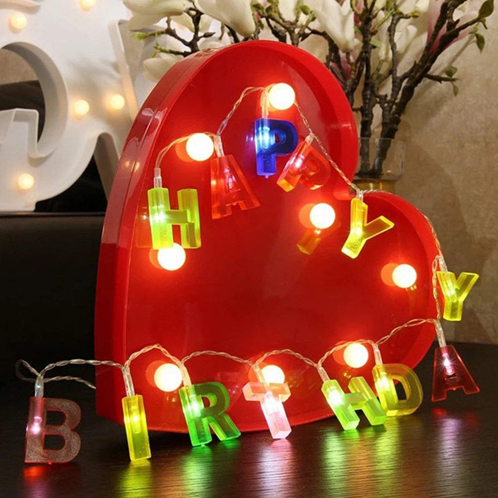 Happy Birthday LED String Lights Battery Operated Multicolour - Detail View 6