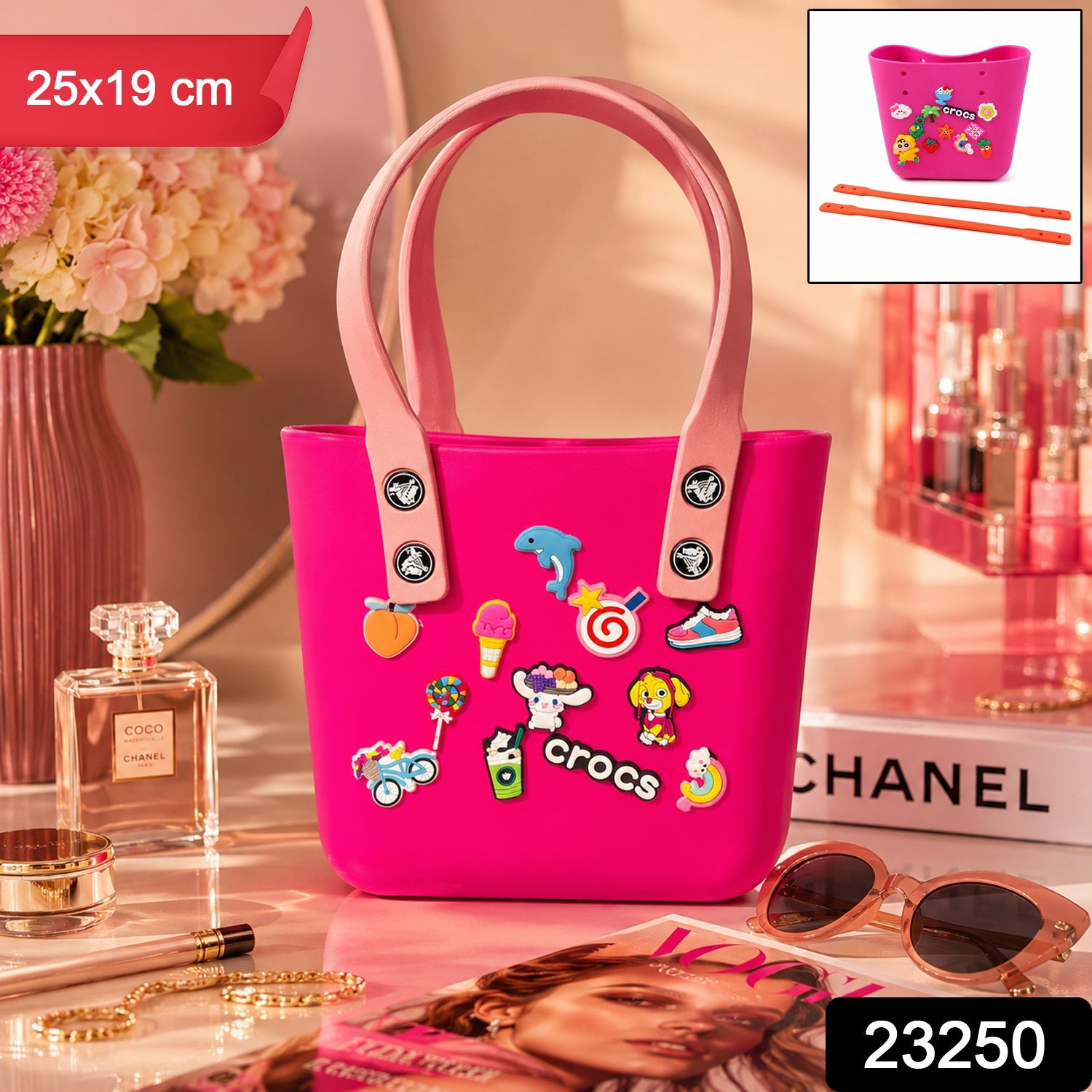 Buy Crocs-Inspired Tote Bag Spacious & Trendy for Women & Girls - Side View