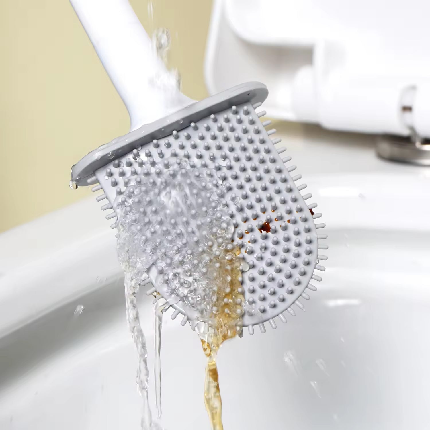 Silicone Toilet Brush Wall-Mounted, Anti-Drip Cleaner | Velvet Wipe