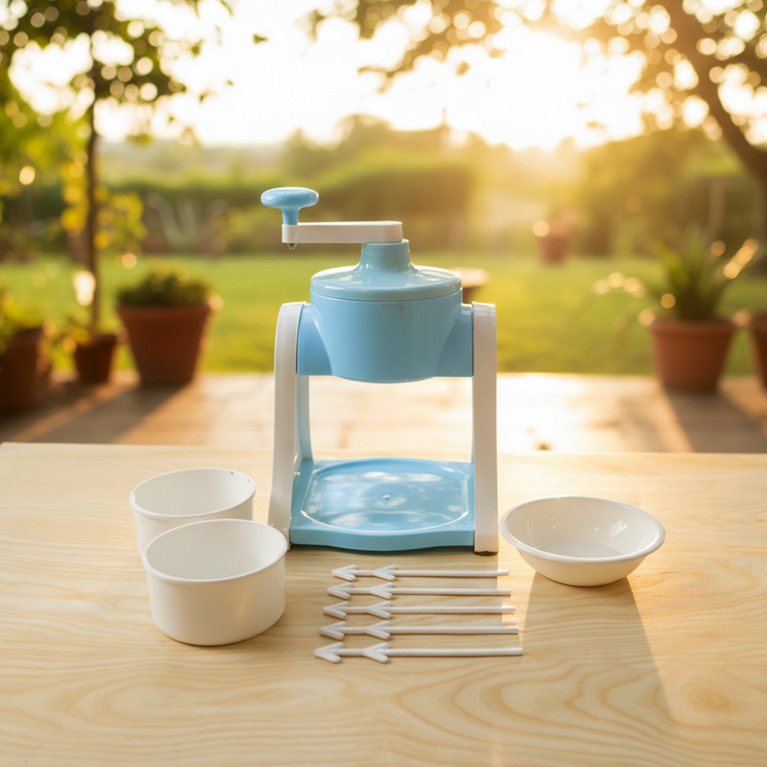 ALVENZA Manual Ice Gola Maker – Portable Blue Ice Slush Machine