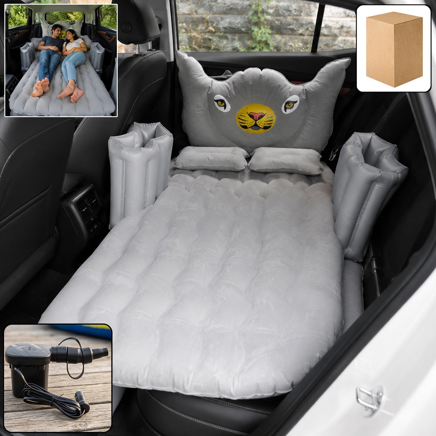 ALVENZA Car Air Mattress Bed Set – Portable, Quick-Inflate Travel Bed, Car Sofa