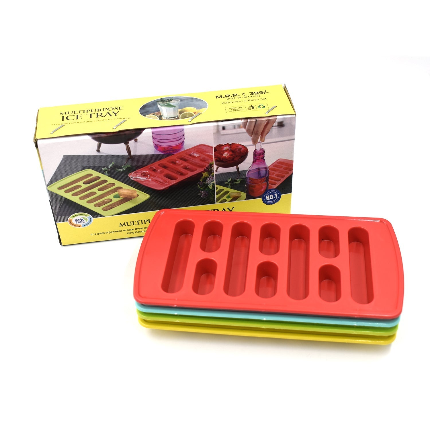 Ice Tray Set Lightweight & Easy to Use for Quick Ice Making - Back View
