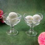 Glass Dessert Bowls Elegant Footed Set for Ice Cream & Sweets - Front View
