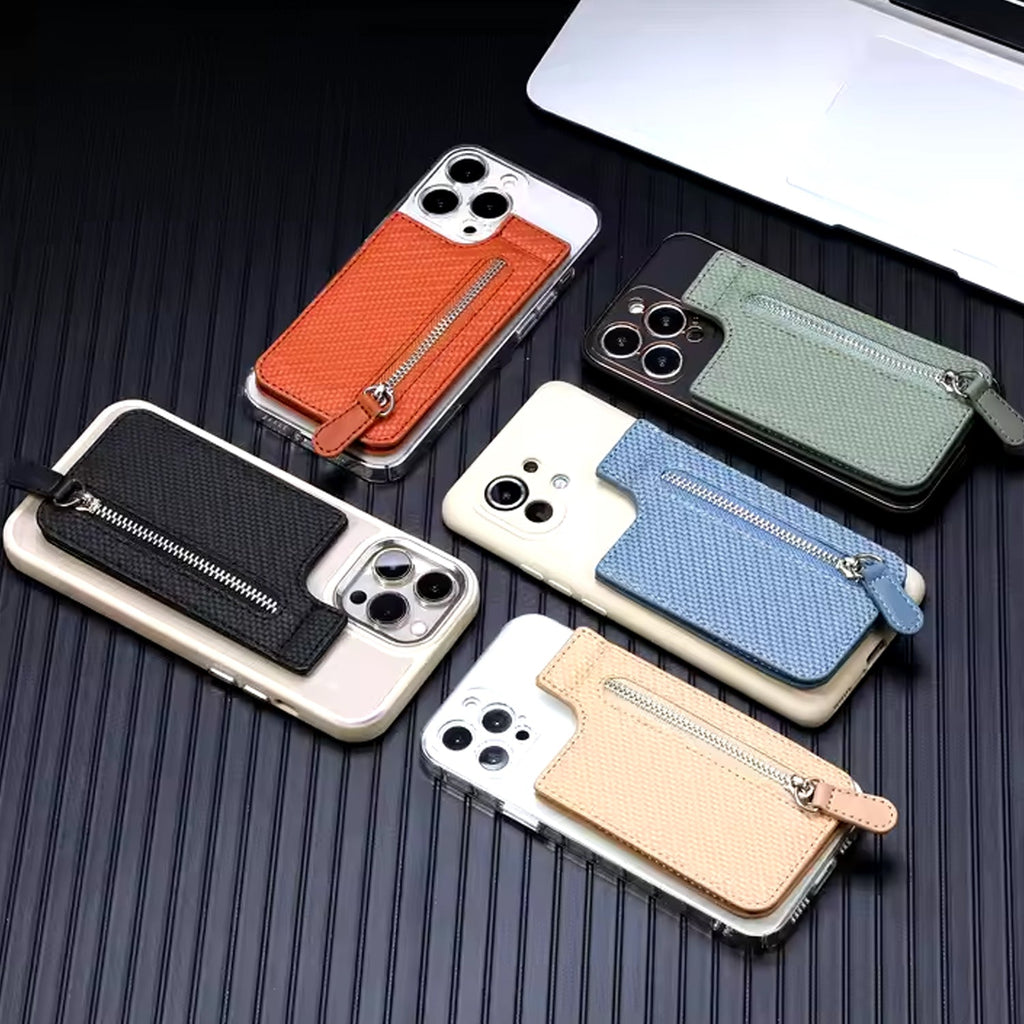 Adhesive Card Phone Holder Zipper Pocket Wallet | Mobilon