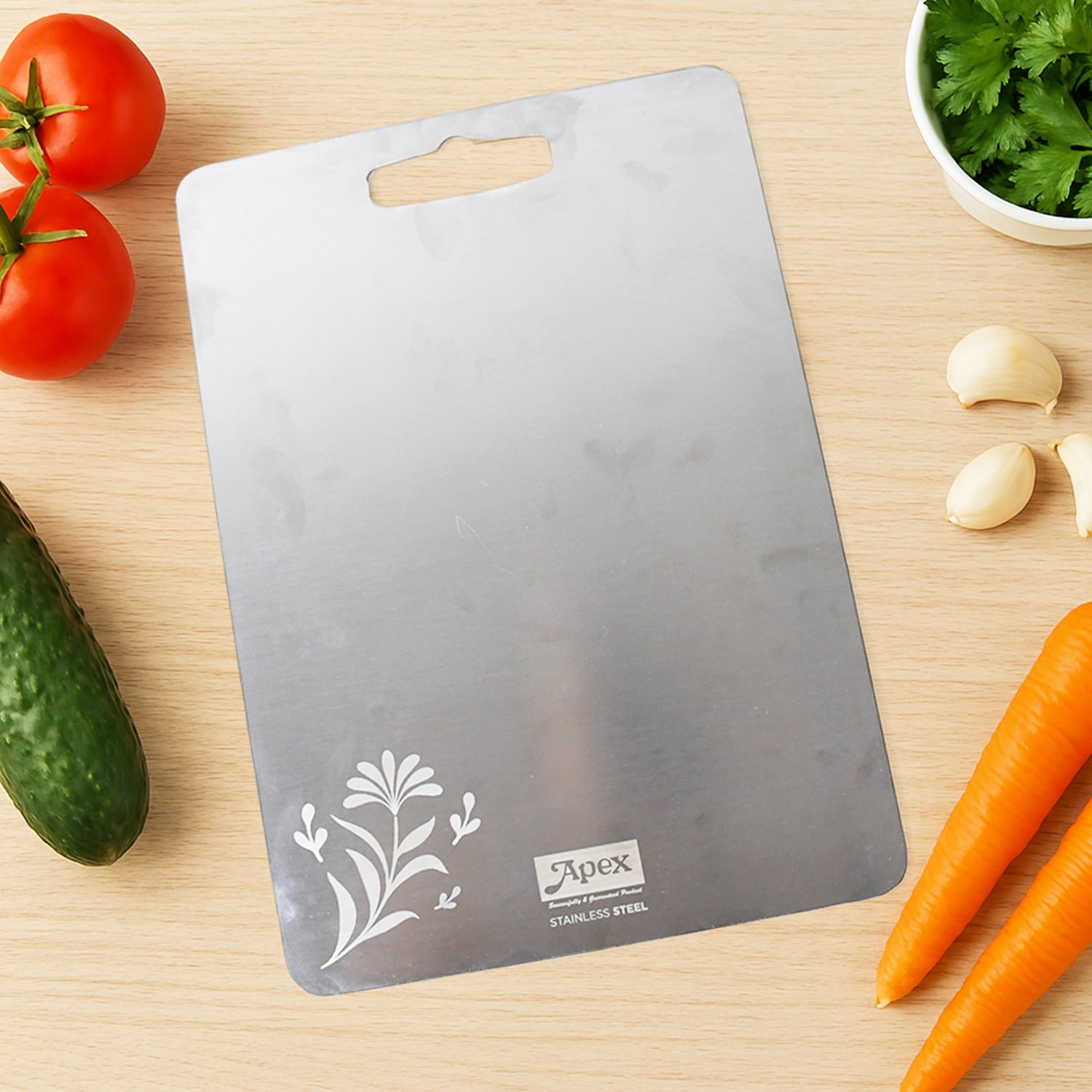 ALVENZA Stainless Steel Medium Chopping Board – Durable & Rust-Resistant