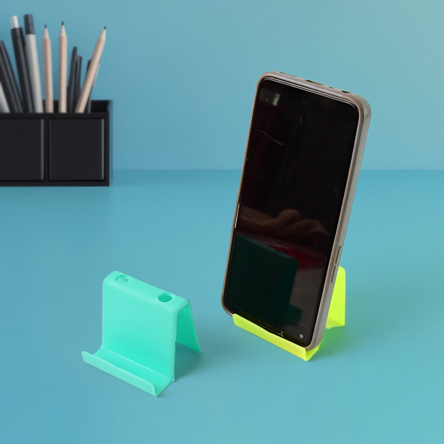ALVENZA Mobile Phone Stand & Pen Holder – Compact Desk Organizer (2 Pc)