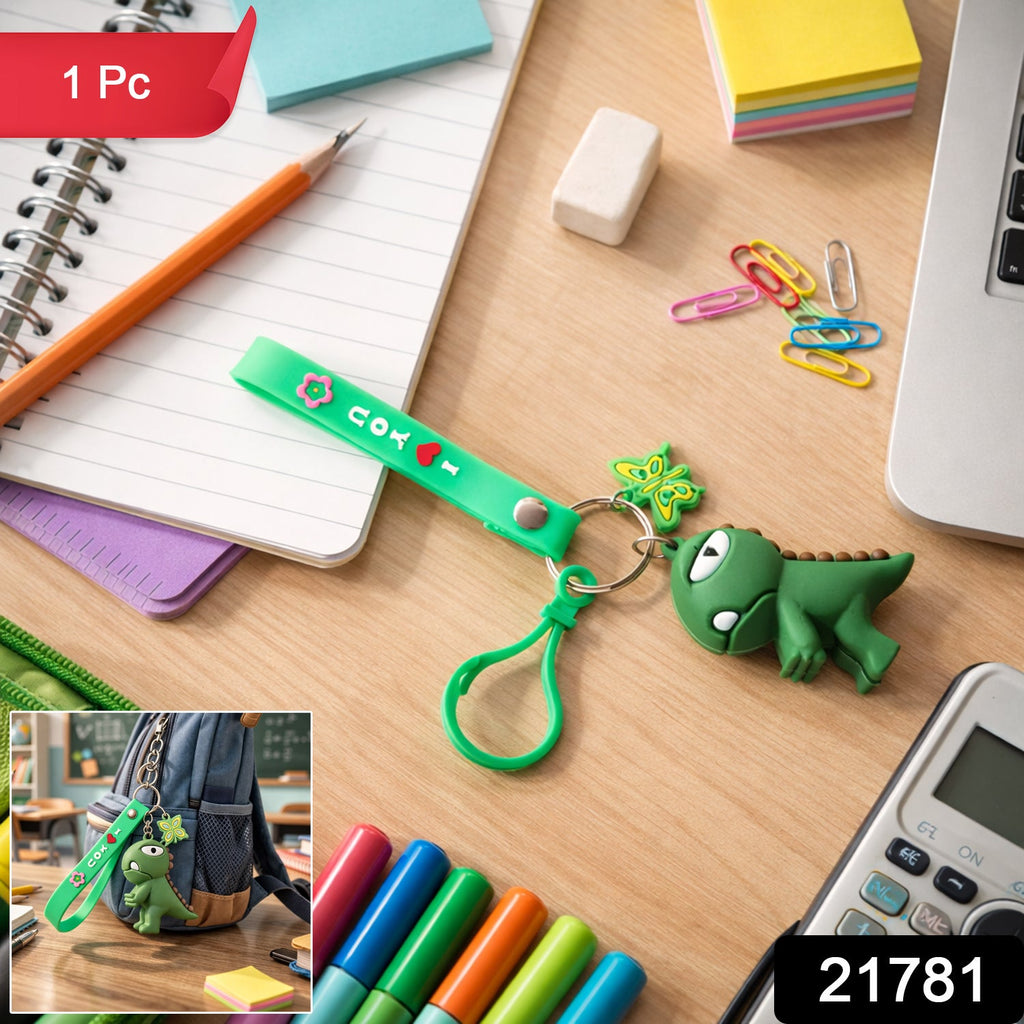 ALVENZA Dinosaur Cartoon Keychain – Durable Silicone Strap Charm