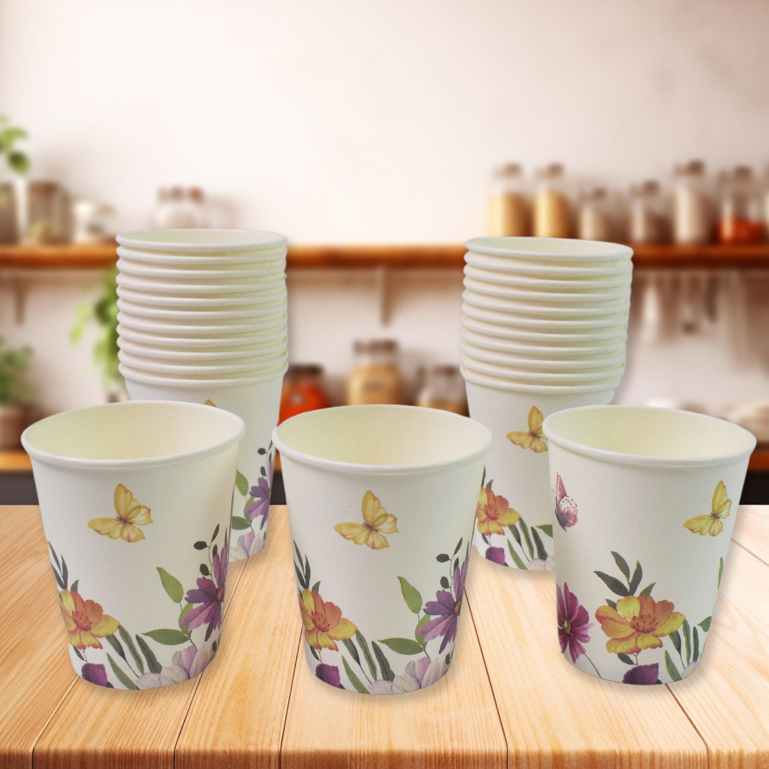 Disposable Paper Cups Mixed Design 24 Pcs | Papezo