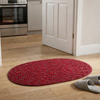Red Oval Non-Slip Floor Mat Durable & Soft for Indoor Use - Side View