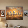 Horses Sunset Wall Art Vibrant 3-Panel MDF Canvas for Home Decor