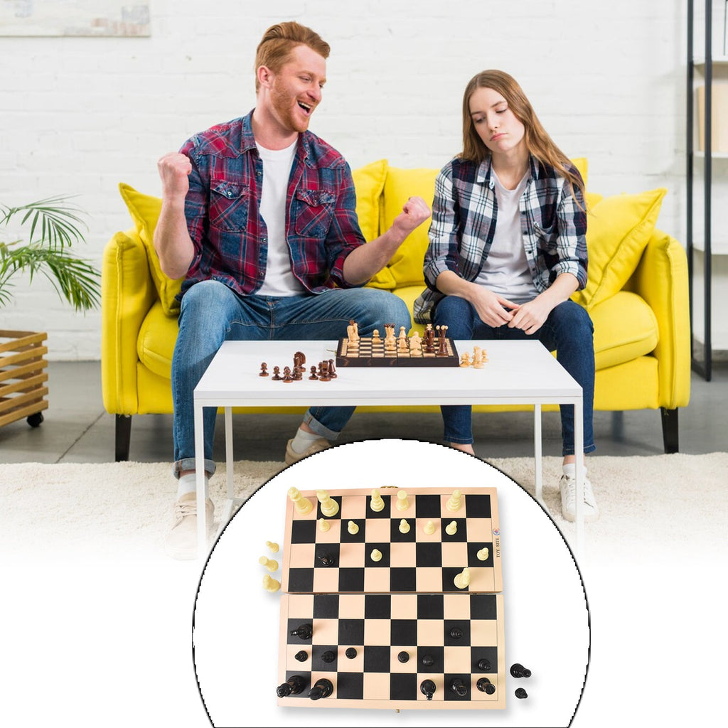 Folding Wooden Chess Set Portable 30x30cm Board | Boardoria - Front View