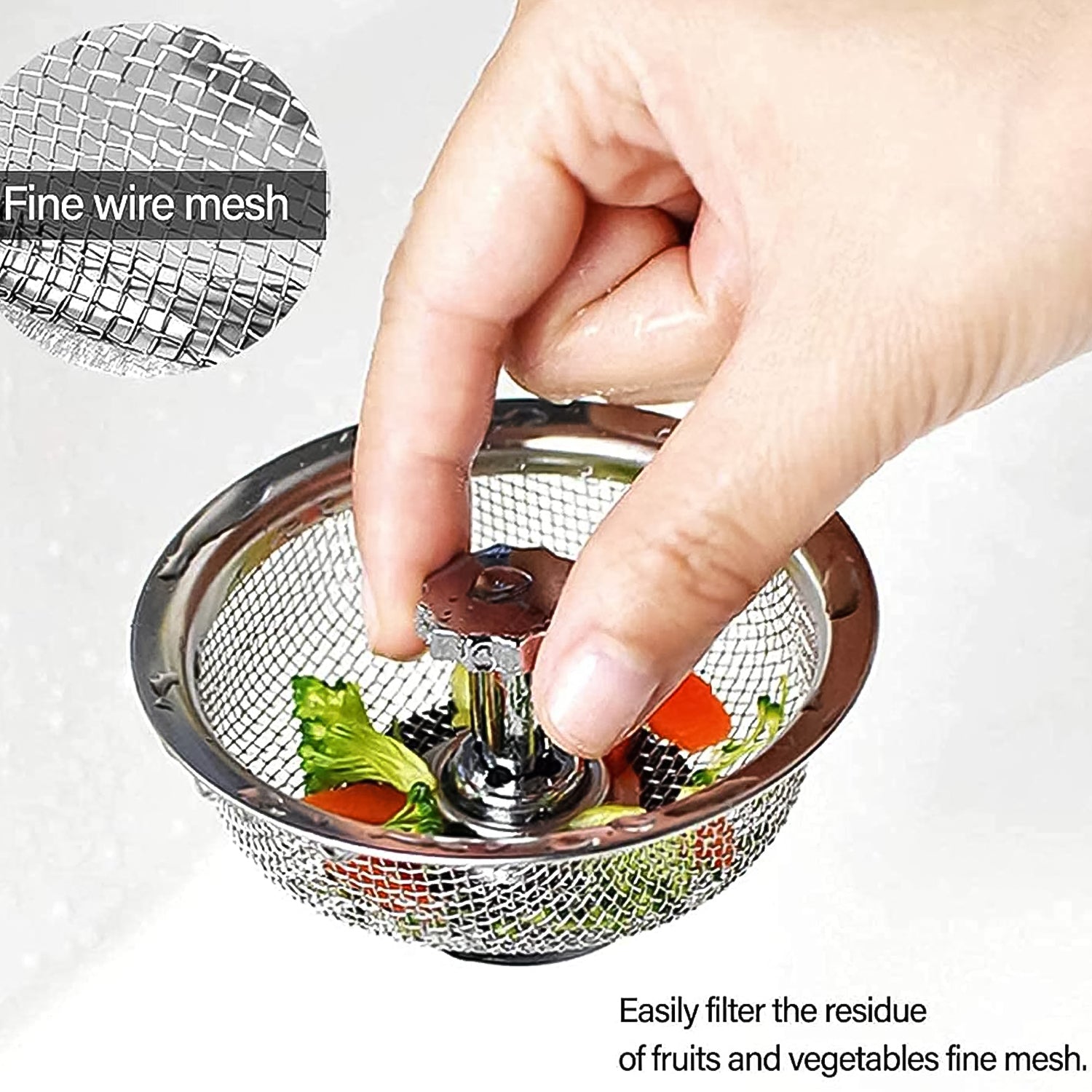 Stainless Steel Sink Strainer Adjustable Stopper | Garth - Back View
