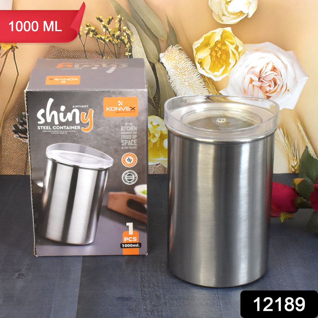 Stainless Steel Airtight Container 1000 ML with Lid | Konvex - Side View