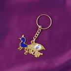 ALVENZA Krishna Peacock Metal Keychain – Elegant Gold-Tone Spiritual Gift