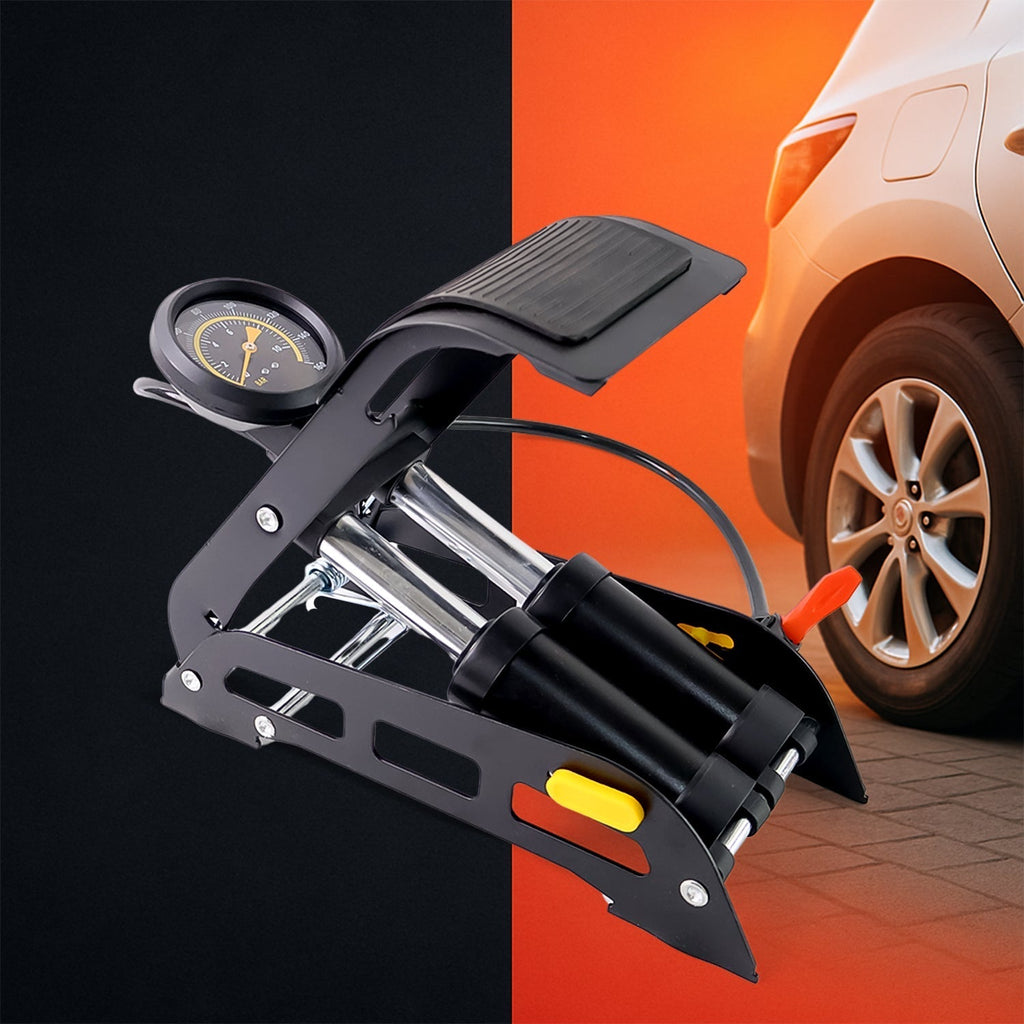 ALVENZA Foot Air Pump – Dual Cylinder, 150 PSI for Car & Bike | Carivox