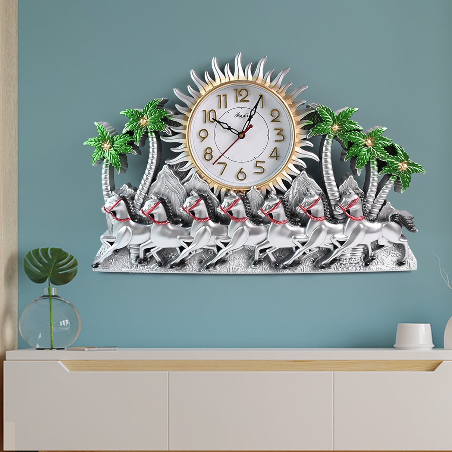 ALVENZA Plastic Wall Clock – Silent Sweep with Running Horse Design