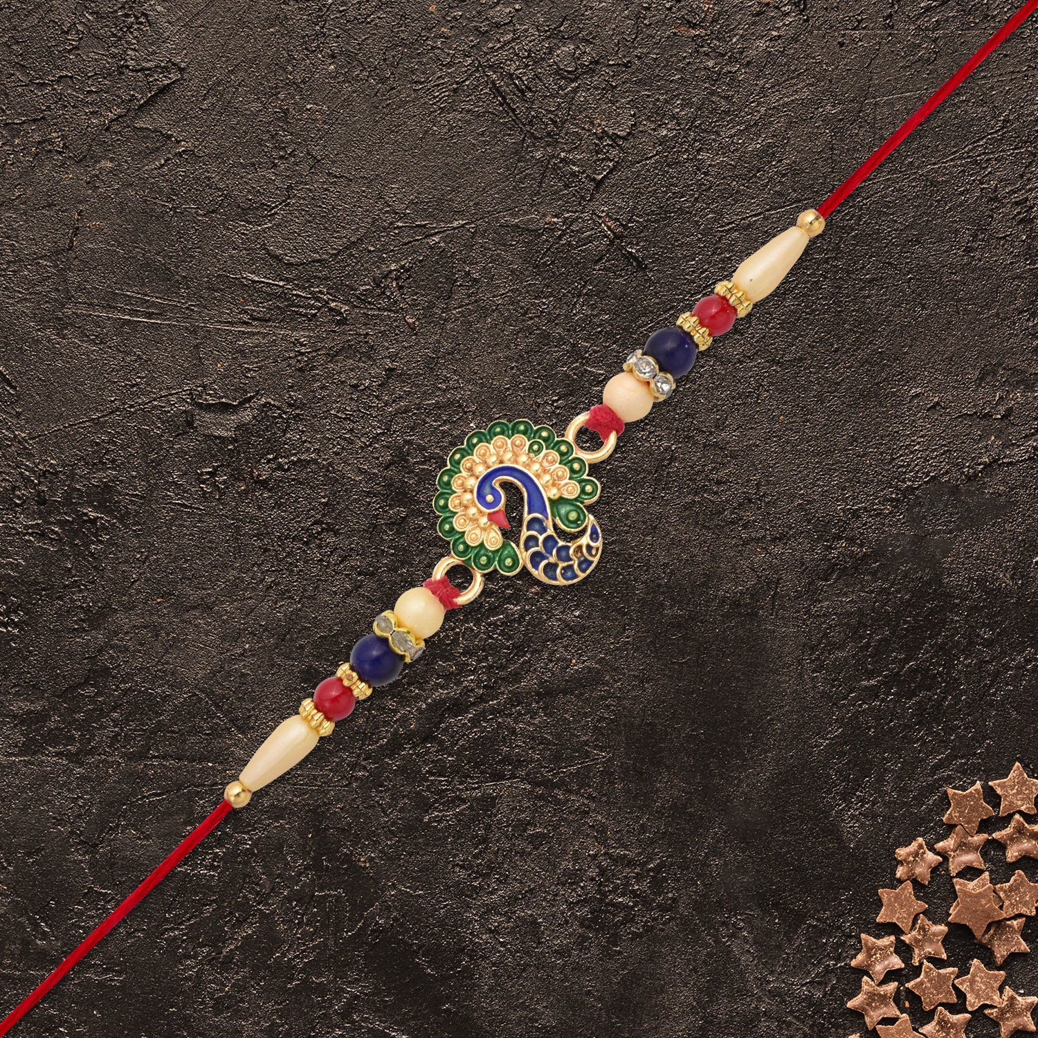 ALVENZA Golden Rakhi Combo for Brother - 5 Assorted Designs with Surprise